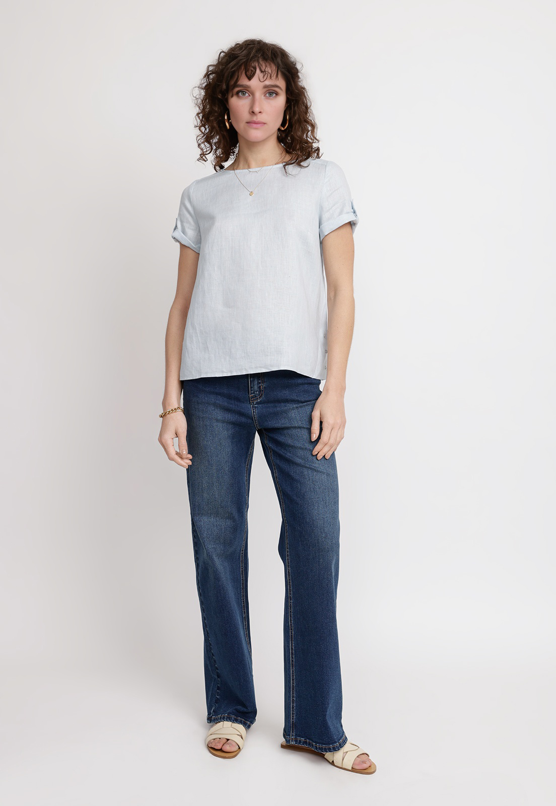 BLUSA MUJER GARZA VISCOSA CELESTE - 4