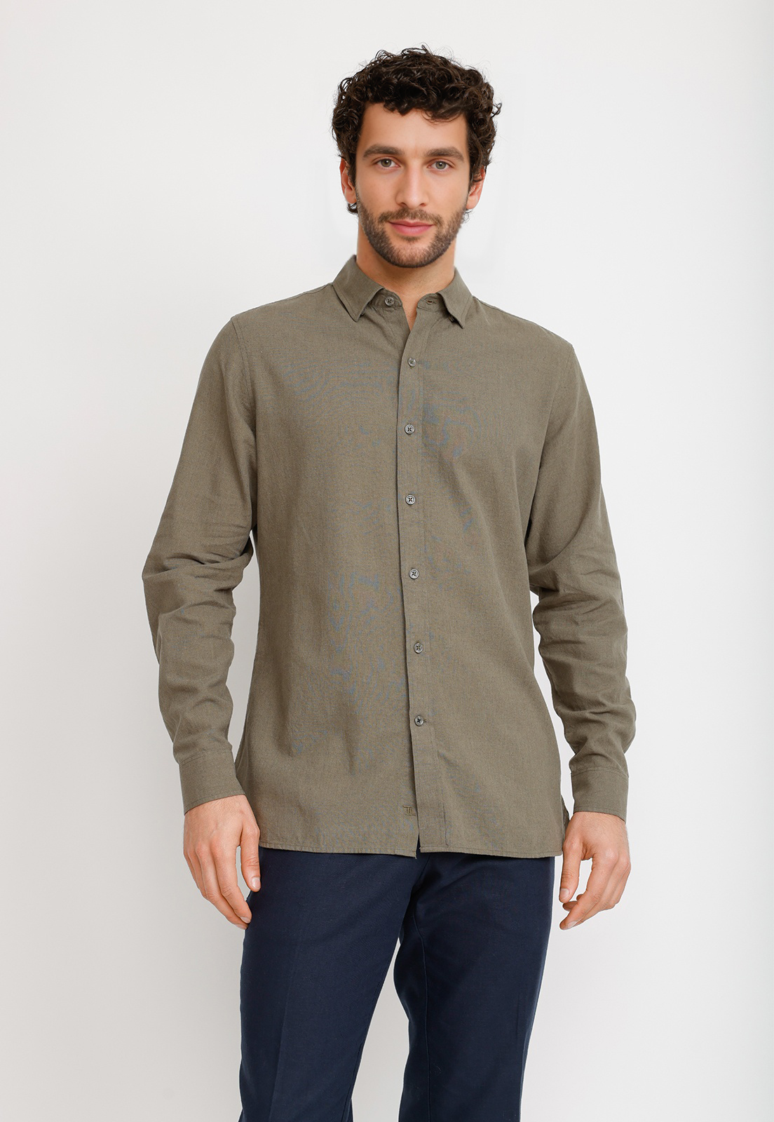 CAMISA LINO ALGODON BRAULIO VERDE - 1