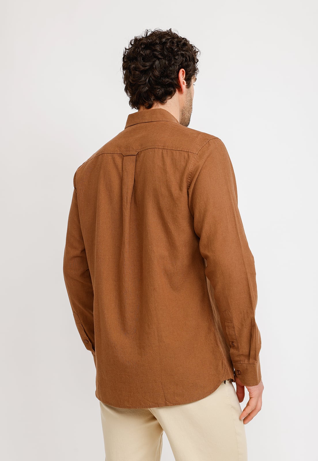 CAMISA LINO ALGODON BRAULIO CAFE - 2