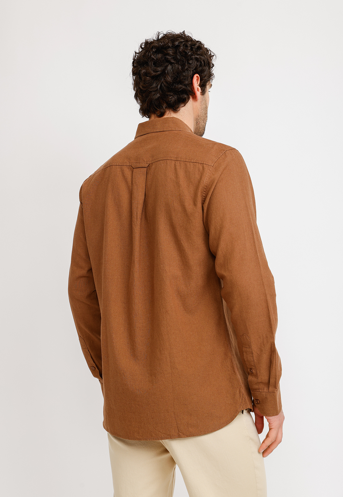 CAMISA LINO ALGODON BRAULIO CAFE - 5