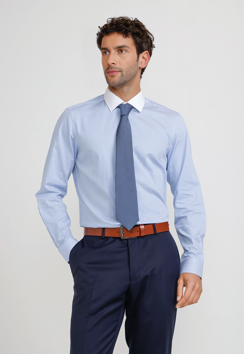 CAMISA HOMBRE FORMAL ALGODON CLASSIC CELESTE - 1