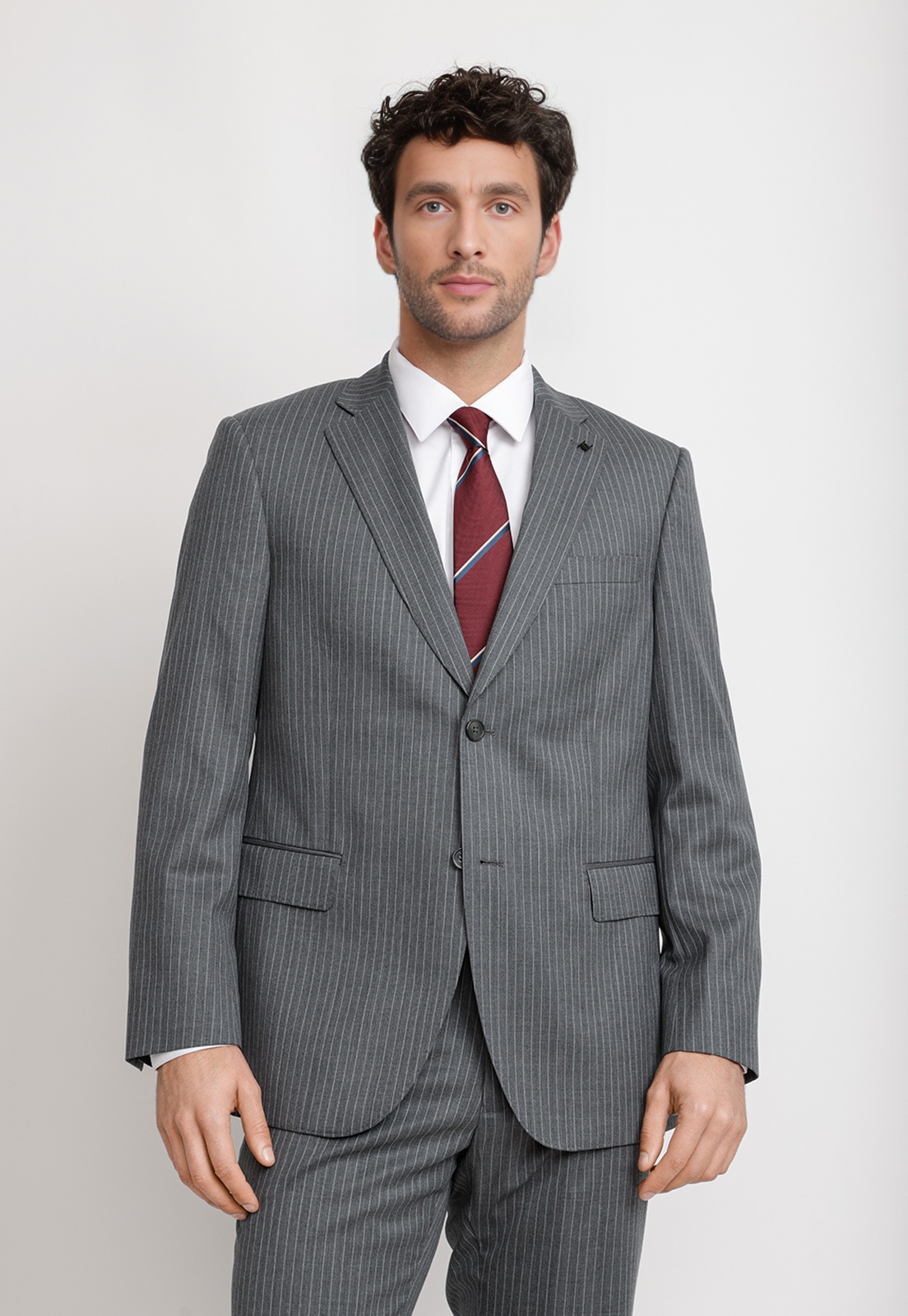 TRAJE HOMBRE FORMAL LANA 100'S TRAVEL GRIS - 1