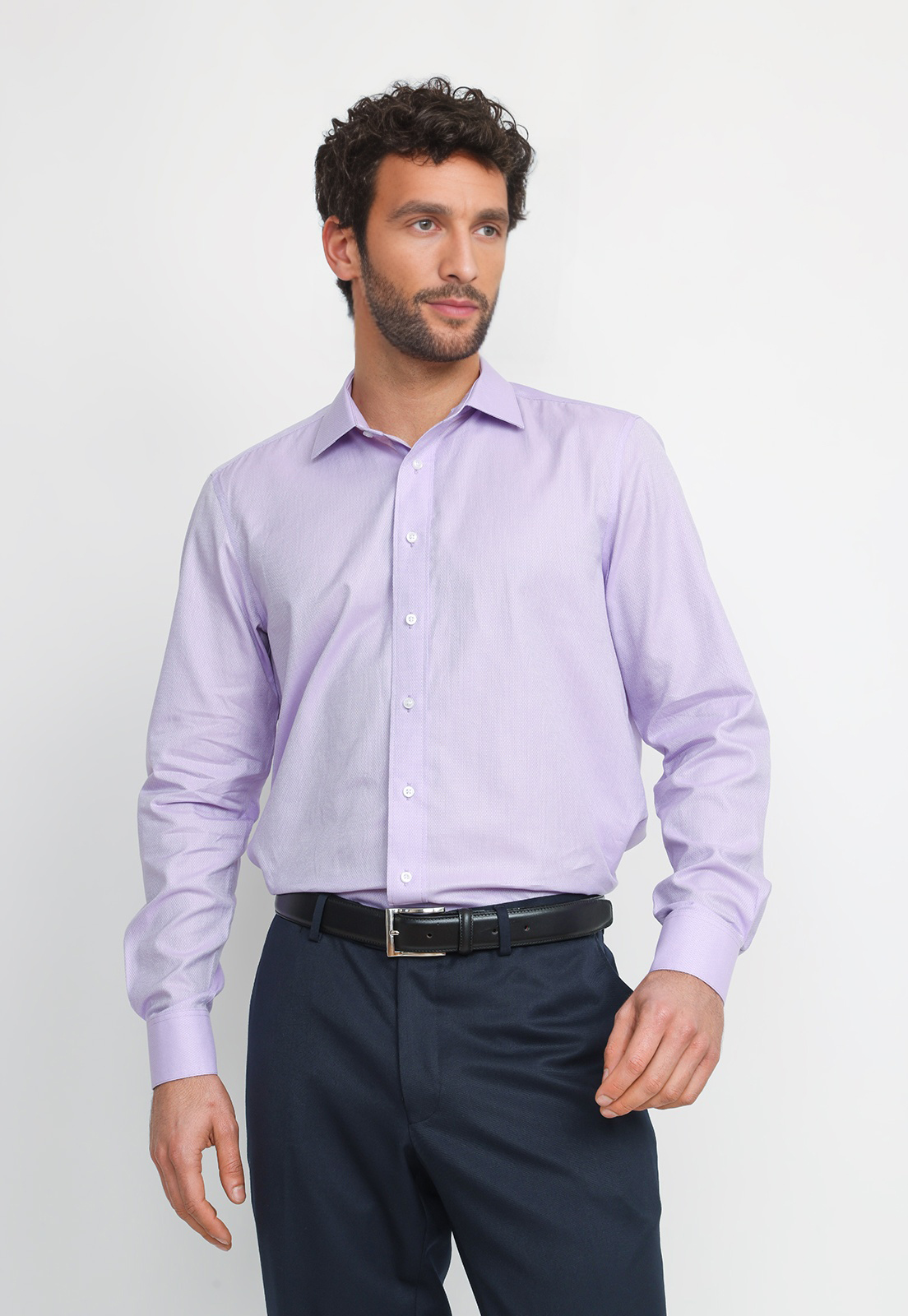 CAMISA HOMBRE FORMAL ALGODON NON IRON LILA - 1