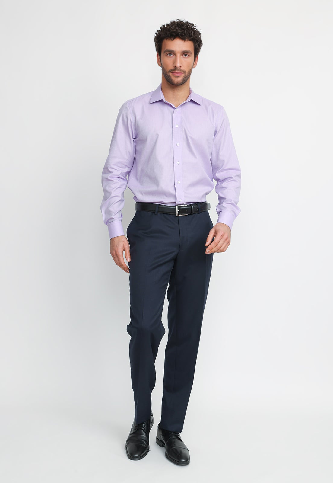 CAMISA HOMBRE FORMAL ALGODON NON IRON LILA - 4
