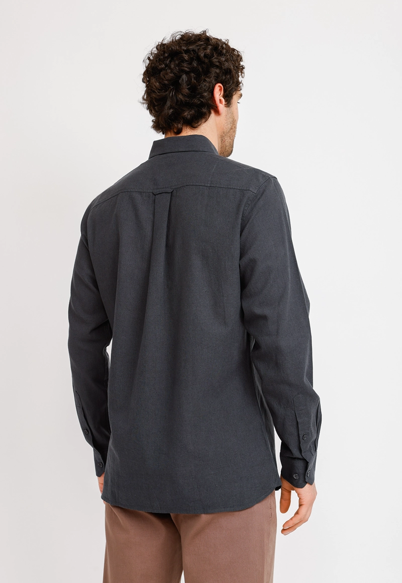 CAMISA LINO ALGODON BRAULIO GRIS OSCURO - 2