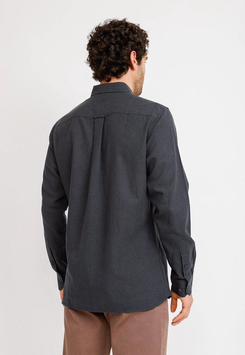CAMISA LINO ALGODON BRAULIO GRIS OSCURO - 2