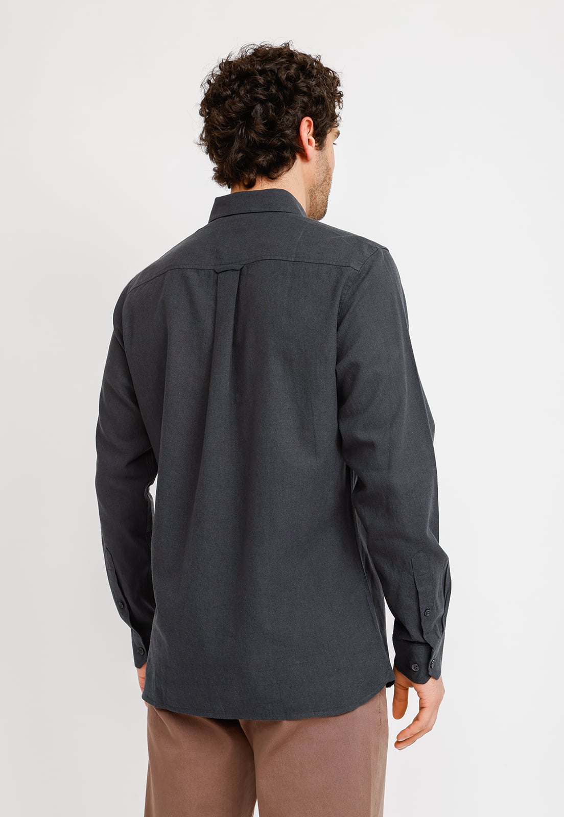 CAMISA LINO ALGODON BRAULIO GRIS OSCURO - 2