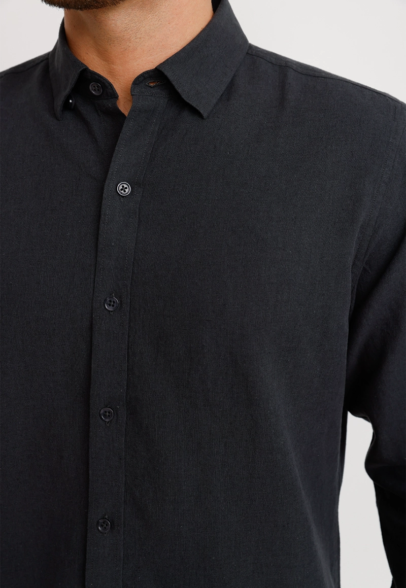 CAMISA LINO ALGODON BRAULIO GRIS OSCURO - 4