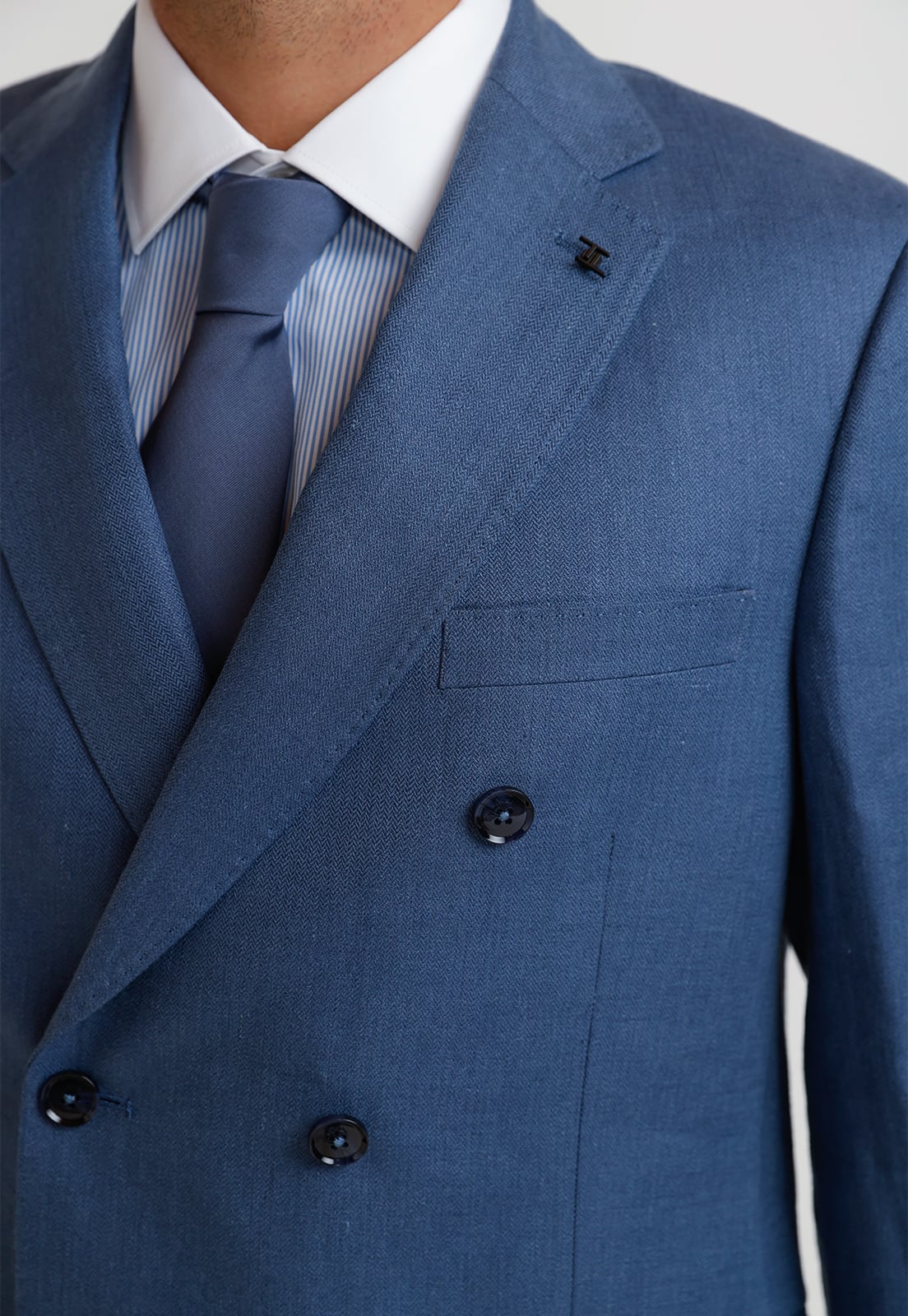 CHAQUETA HOMBRE FORMAL CRUZADA LINO MIX&COLOR AZUL - 3