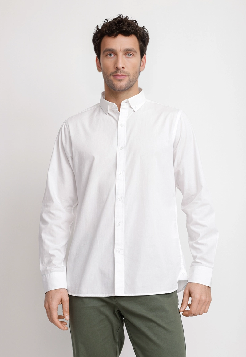 CAMISA LISA ALGODON BASILIO BLANCO - 1