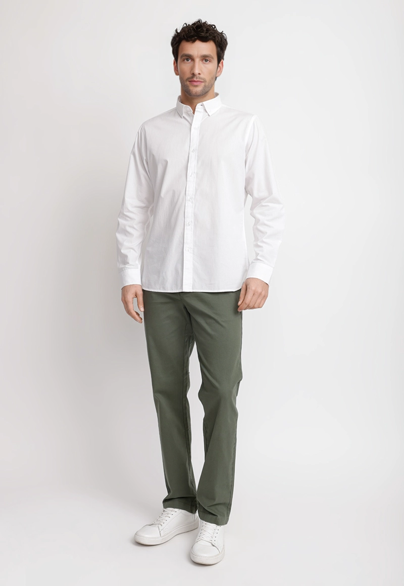 CAMISA LISA ALGODON BASILIO BLANCO - 4