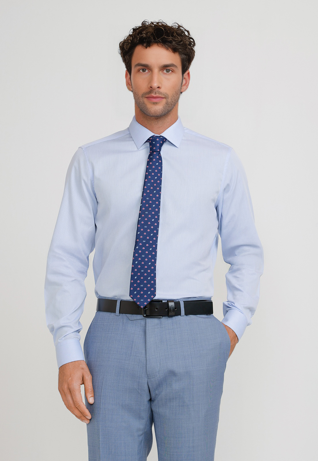 CAMISA HOMBRE FORMAL ALGODON ANIVERSARIO CELESTE - 1