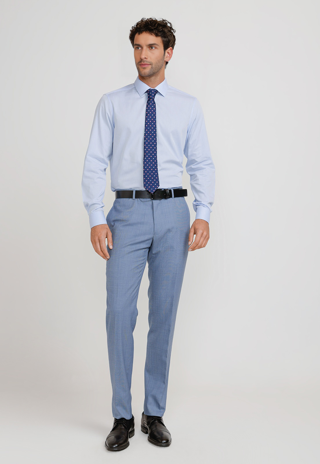 CAMISA HOMBRE FORMAL ALGODON ANIVERSARIO CELESTE - 4