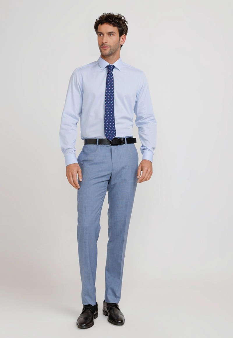 CAMISA HOMBRE FORMAL ALGODON ANIVERSARIO CELESTE - 4