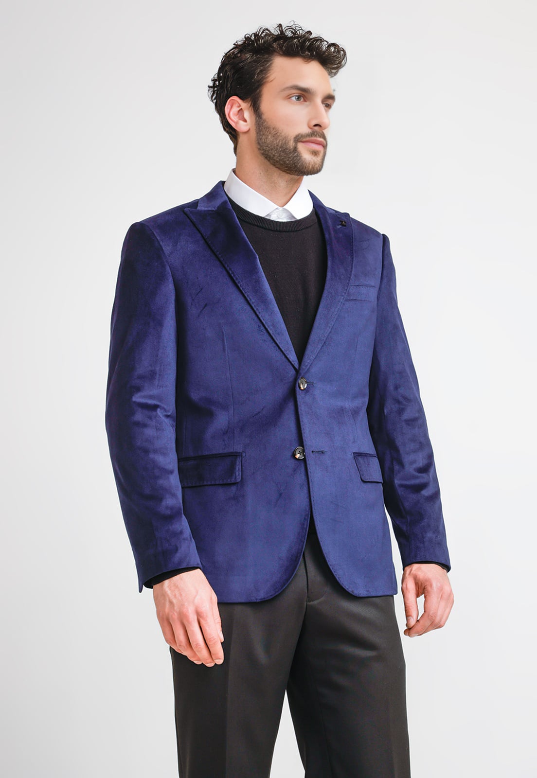 CHAQUETA HOMBRE FORMAL TERCIOPELO SLIM EXECUTIVE AZUL MARINO - 1