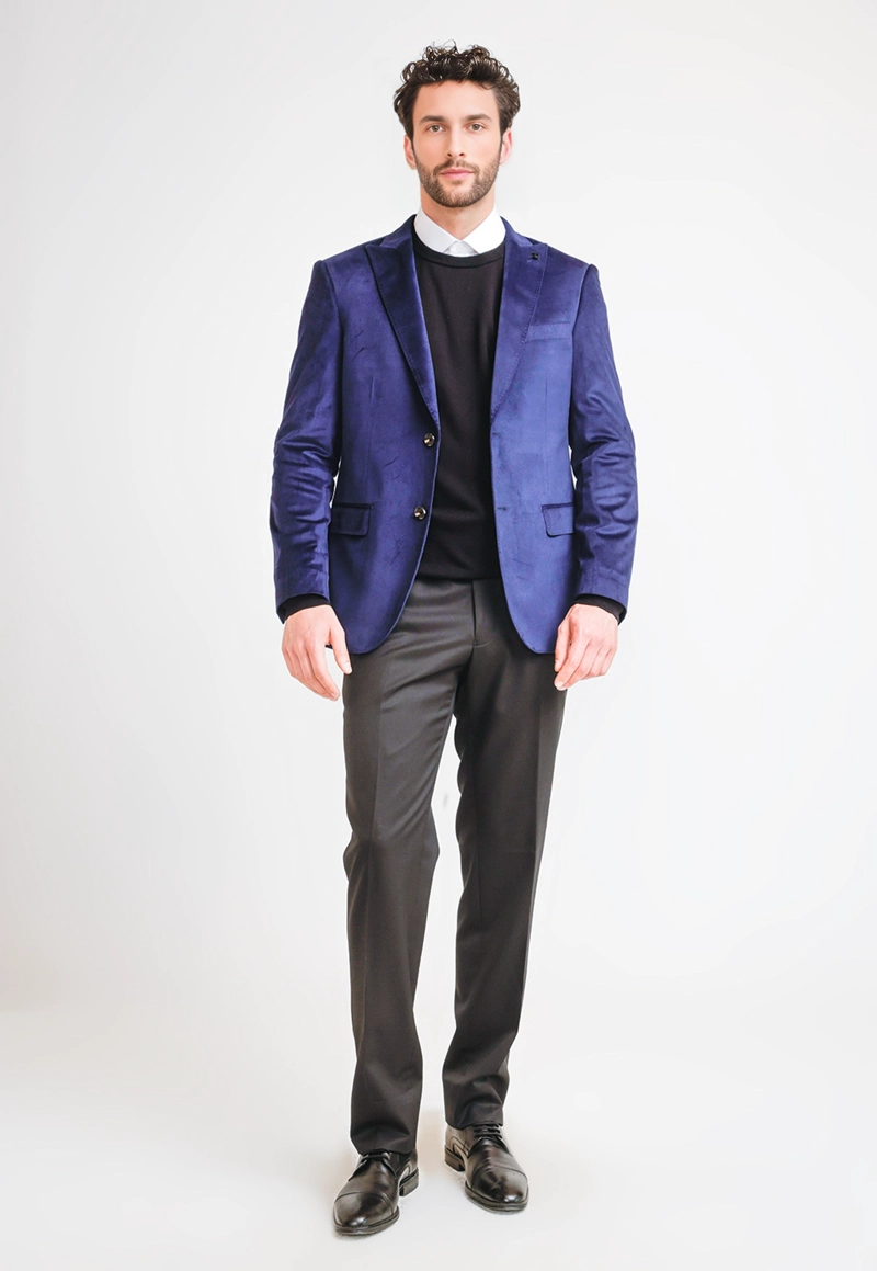 CHAQUETA HOMBRE FORMAL TERCIOPELO SLIM EXECUTIVE AZUL MARINO - 4