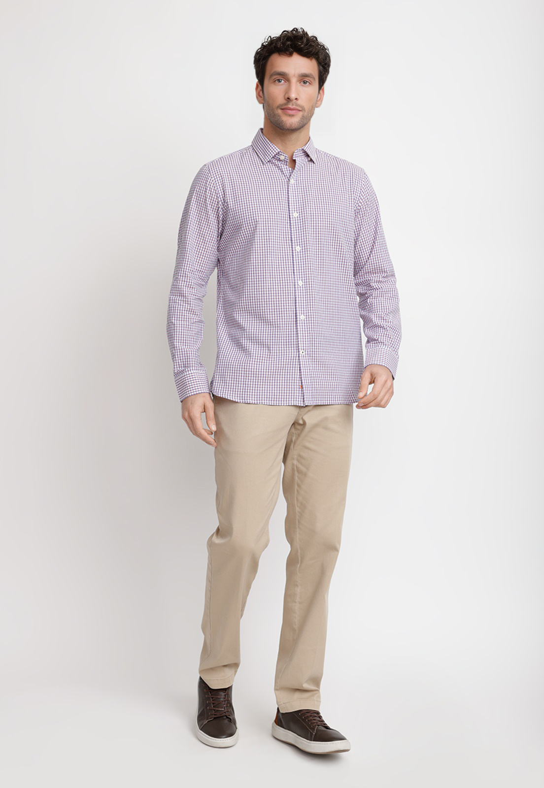 CAMISA CUADROS ALGODON BAUDILIO CORAL - 4