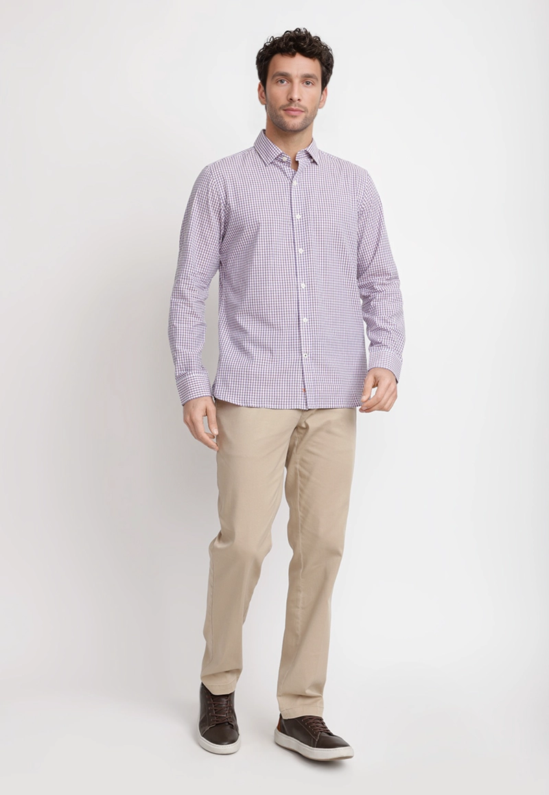 CAMISA CUADROS ALGODON BAUDILIO CORAL - 4