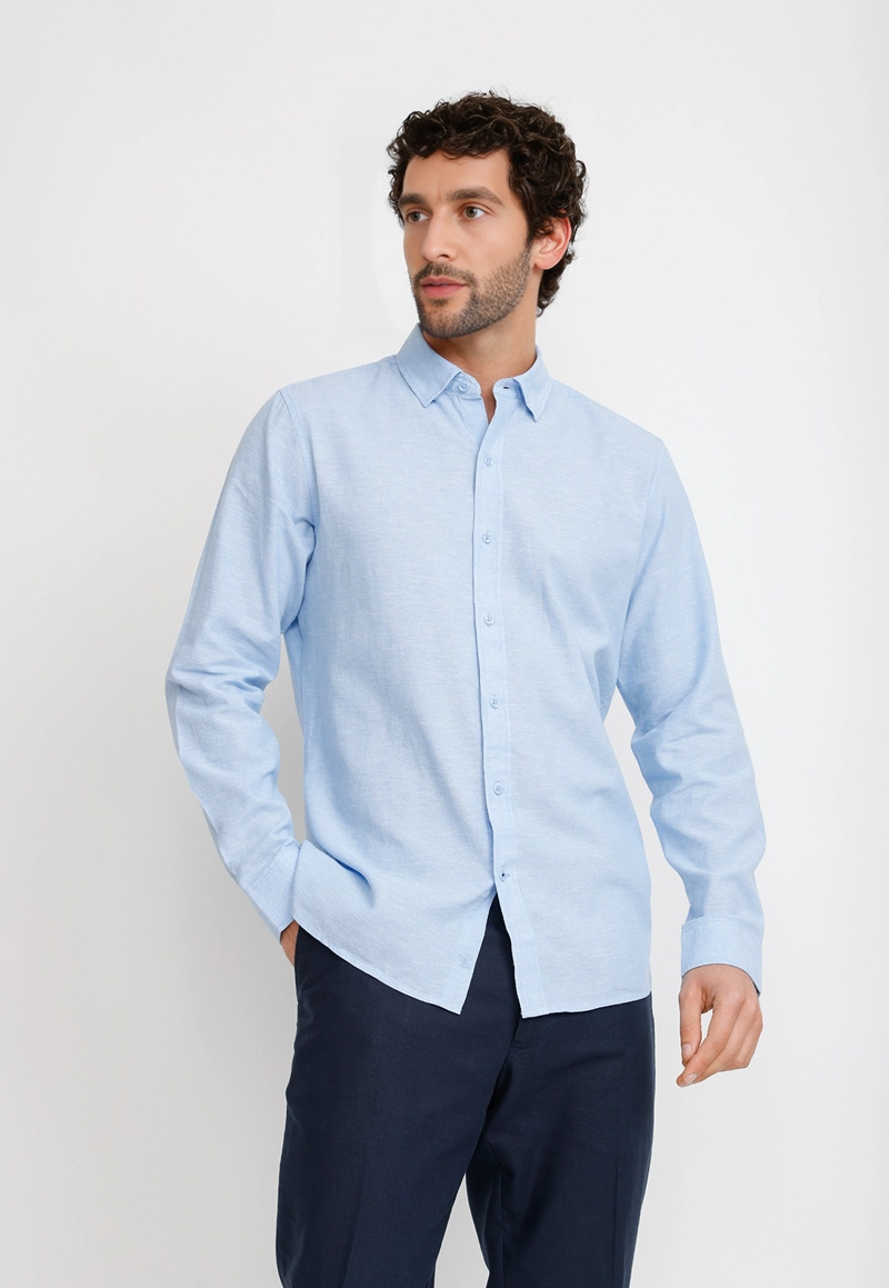CAMISA LINO ALGODON BRAULIO CELESTE - 3