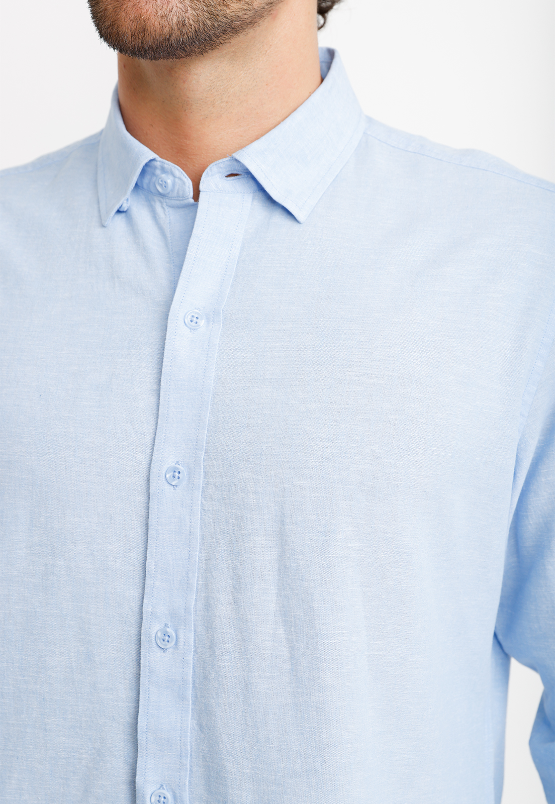 CAMISA LINO ALGODON BRAULIO CELESTE - 4