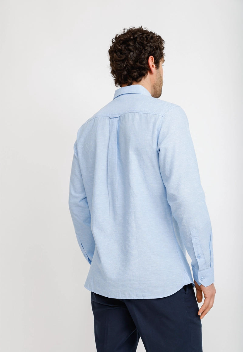CAMISA LINO ALGODON BRAULIO CELESTE - 5