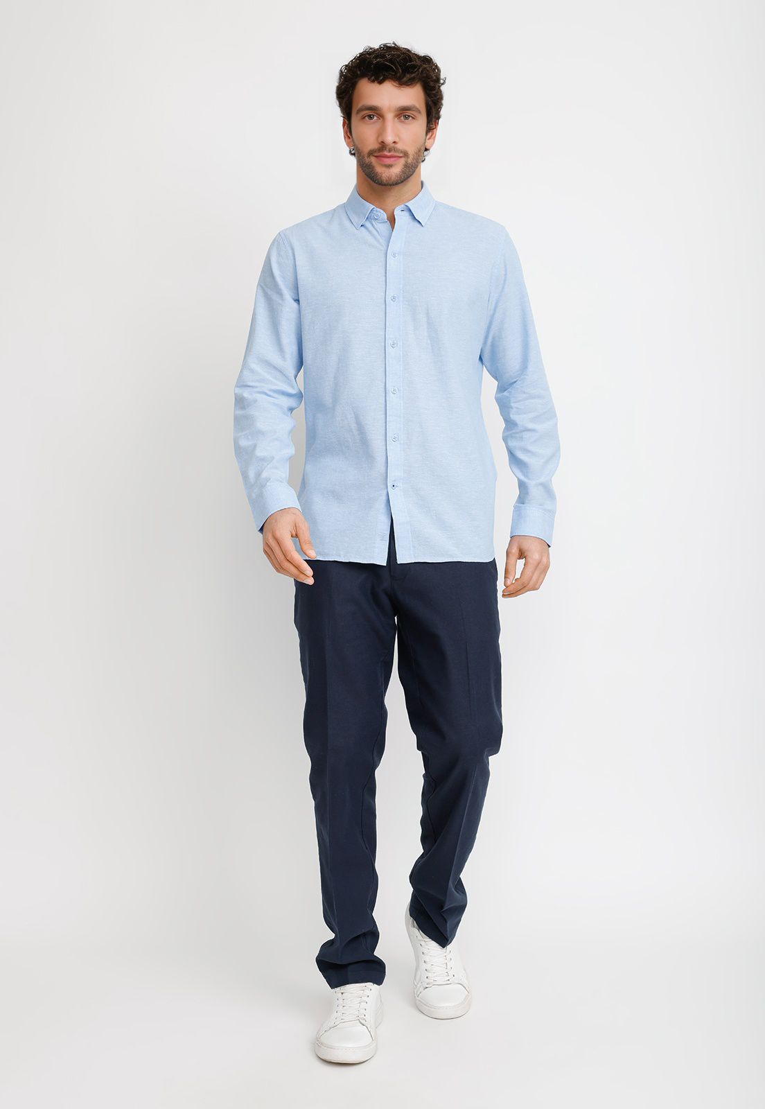 CAMISA LINO ALGODON BRAULIO CELESTE - 8