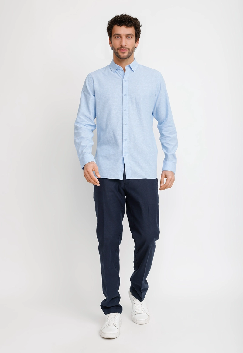 CAMISA LINO ALGODON BRAULIO CELESTE - 8
