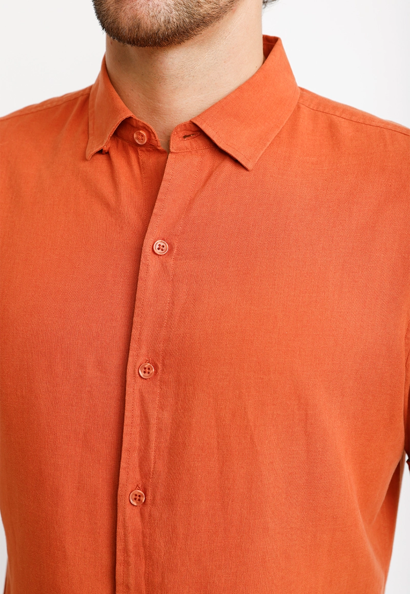 CAMISA LINO ALGODON BORIS NARANJO - 3