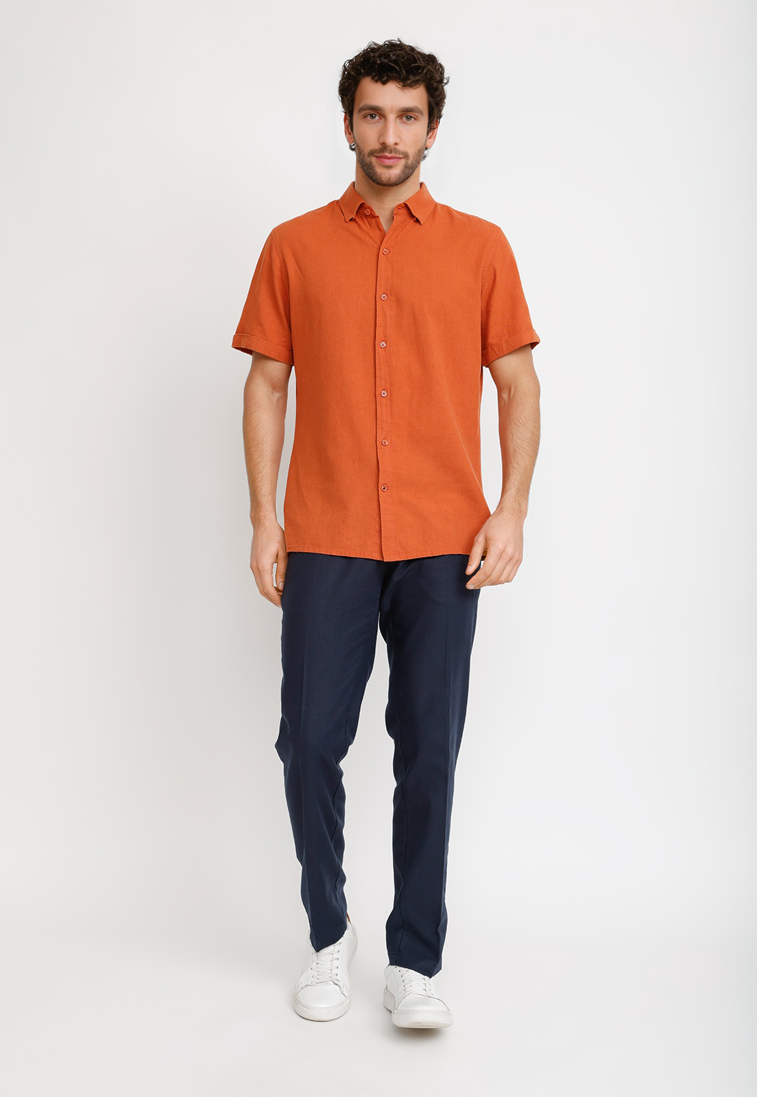 CAMISA LINO ALGODON BORIS NARANJO - 4