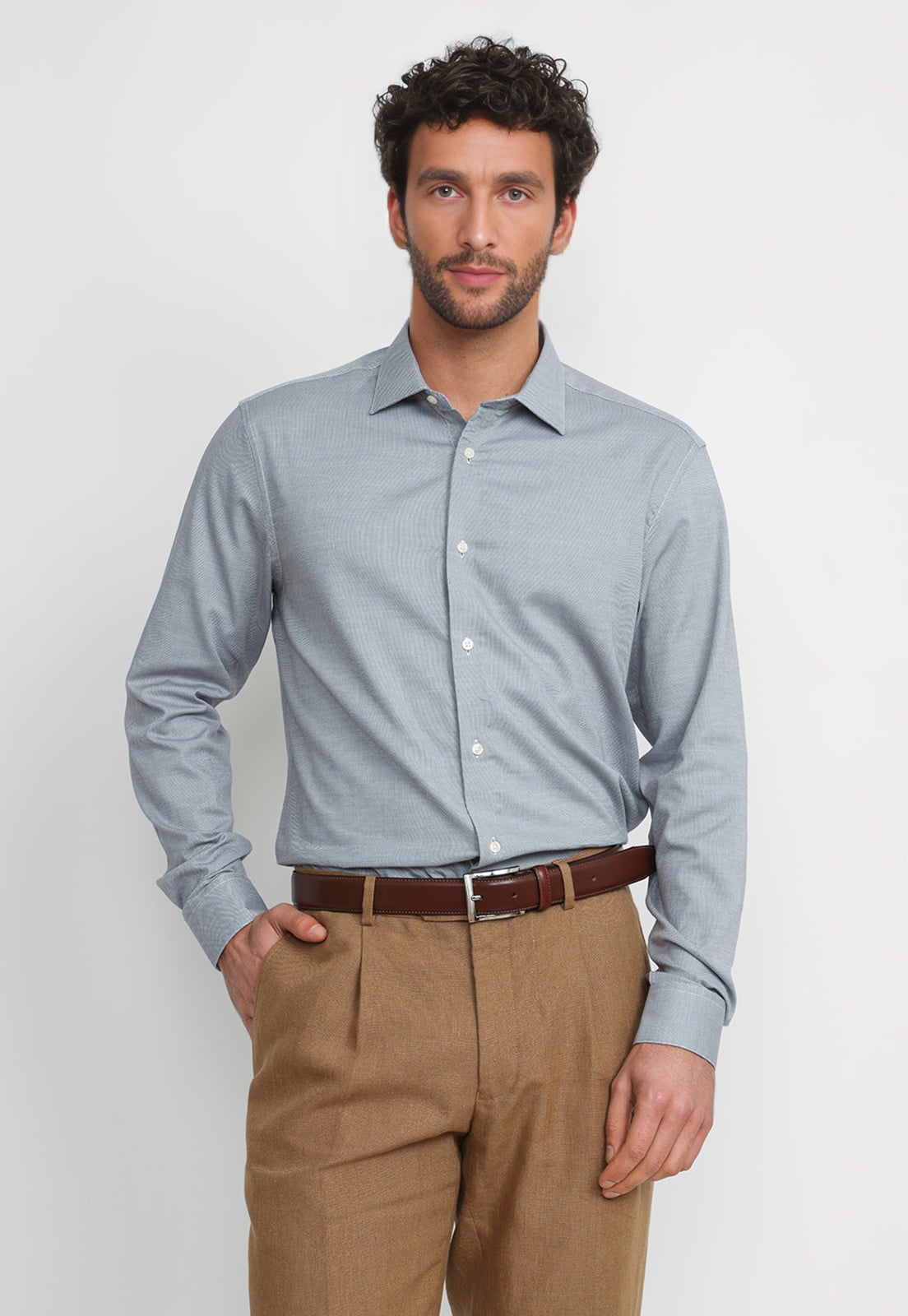 CAMISA HOMBRE FORMAL ALGODON DYNAMIC GRIS - 1