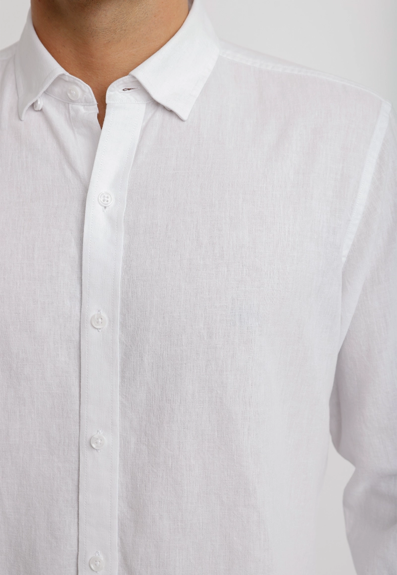 CAMISA LINO ALGODON BRAULIO BLANCO - 7