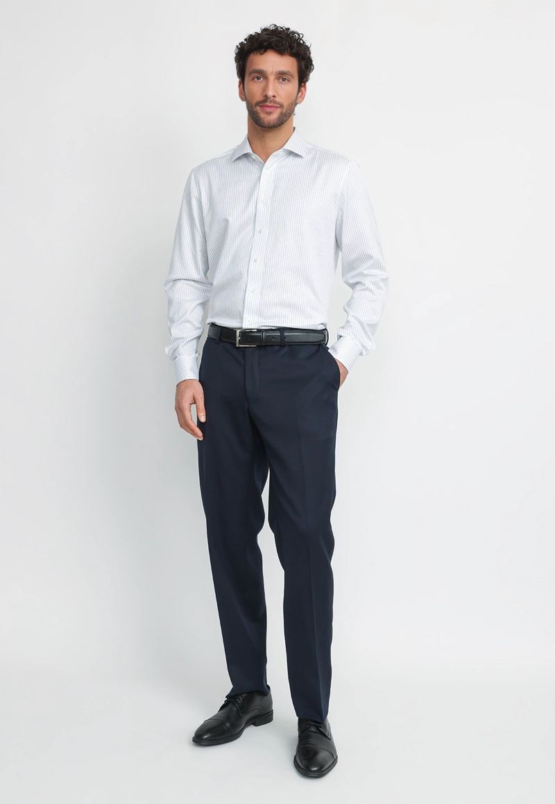 CAMISA HOMBRE FORMAL ALGODON NON IRON AZUL - 4