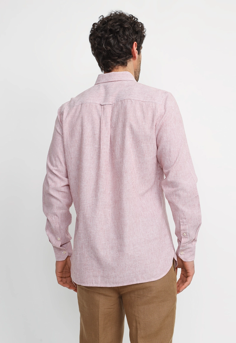 CAMISA RAYADA LINO ALGODON BRUNO NARANJO - 2
