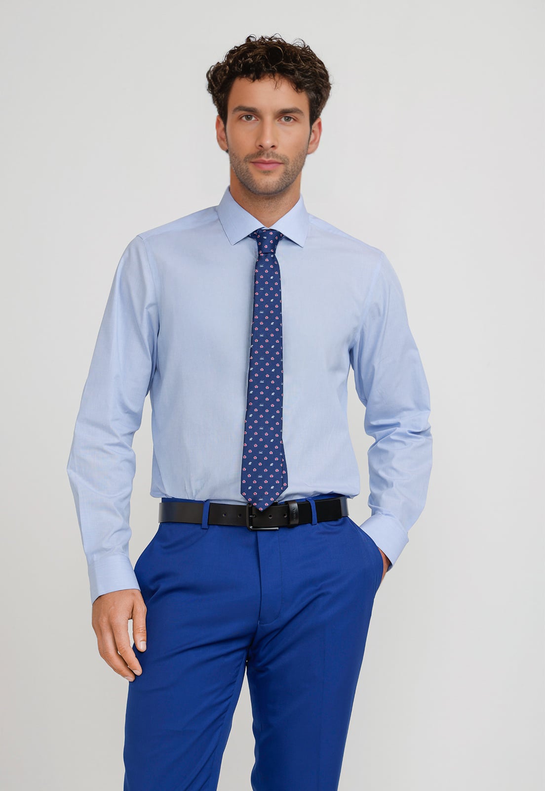 CAMISA HOMBRE FORMAL ALGODON CLASSIC CELESTE - 1
