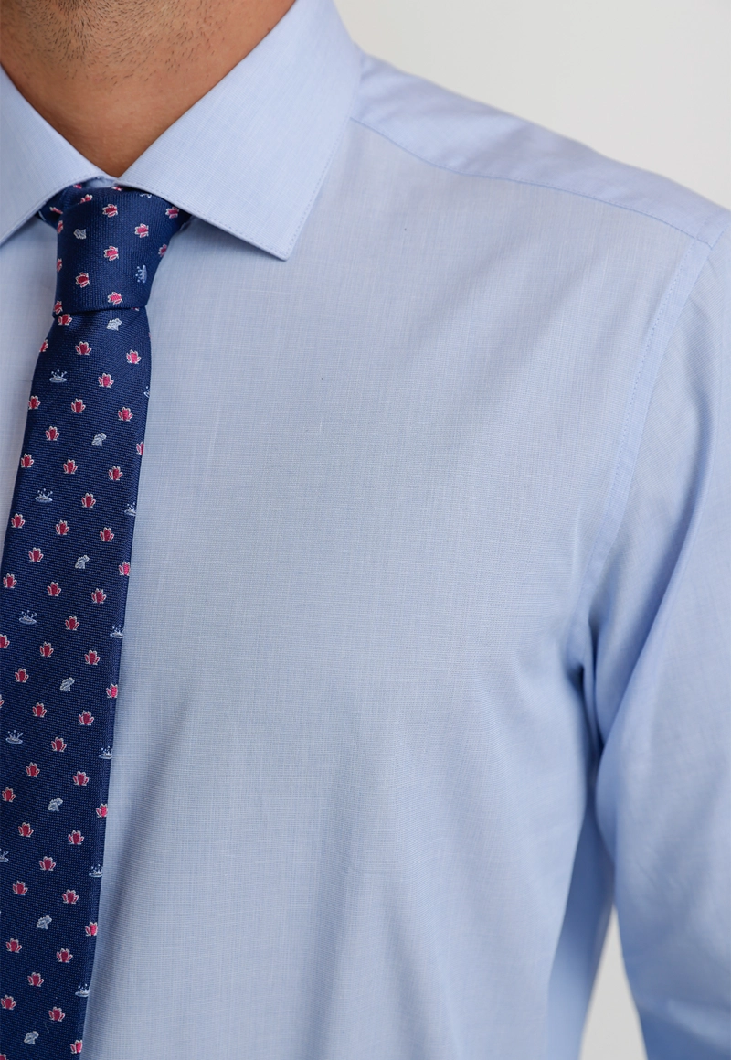 CAMISA HOMBRE FORMAL ALGODON CLASSIC CELESTE - 4