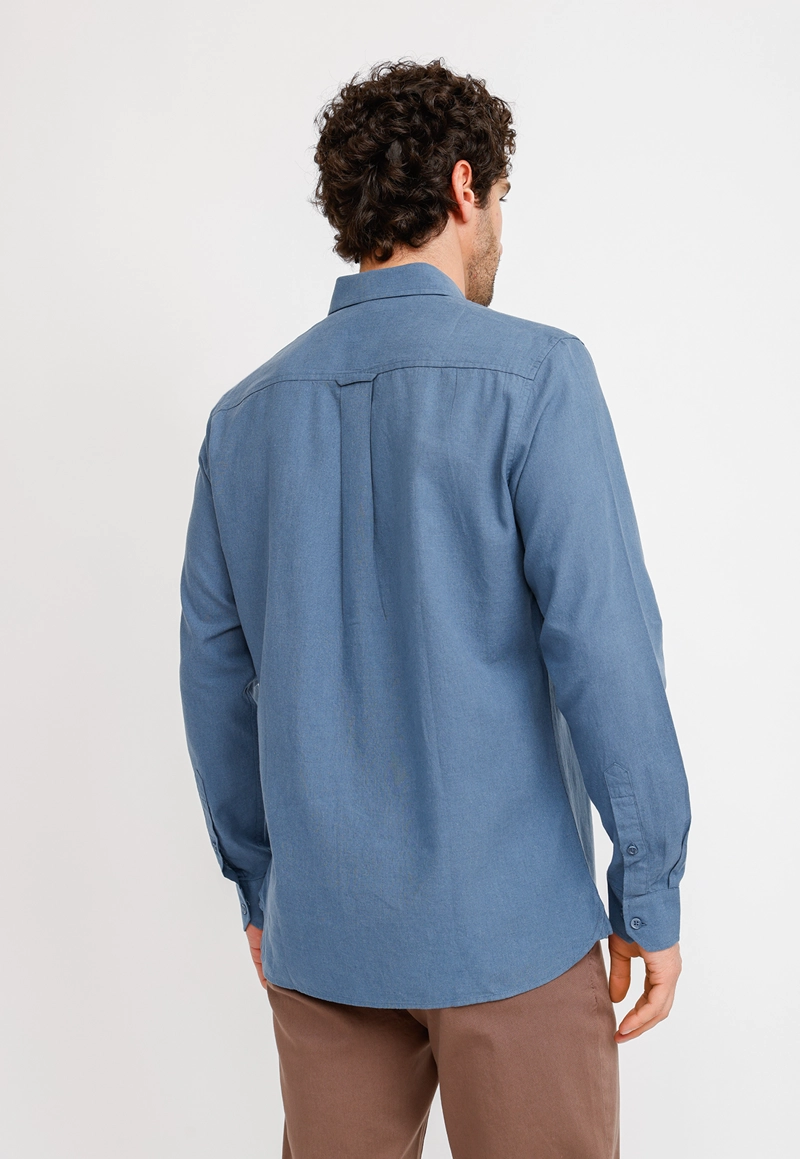 CAMISA LINO ALGODON BRAULIO AZUL PIEDRA - 2