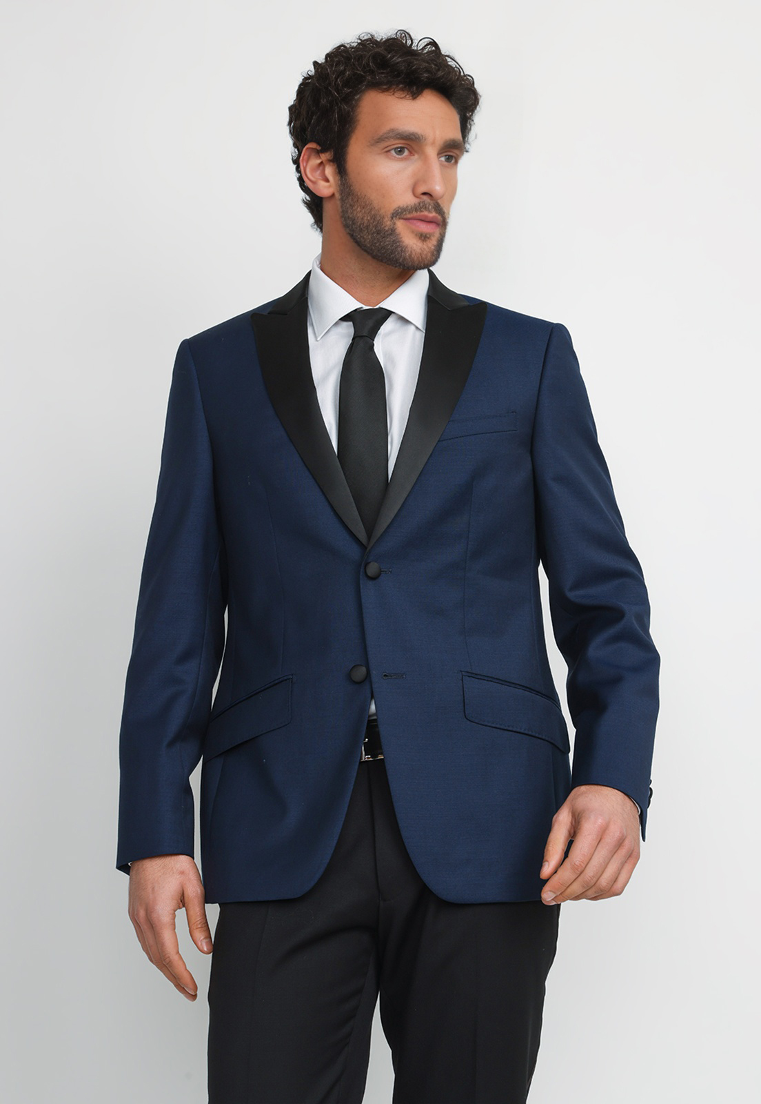 CHAQUETA HOMBRE FORMAL LANA S100'S SMOKING AZULINO - 1