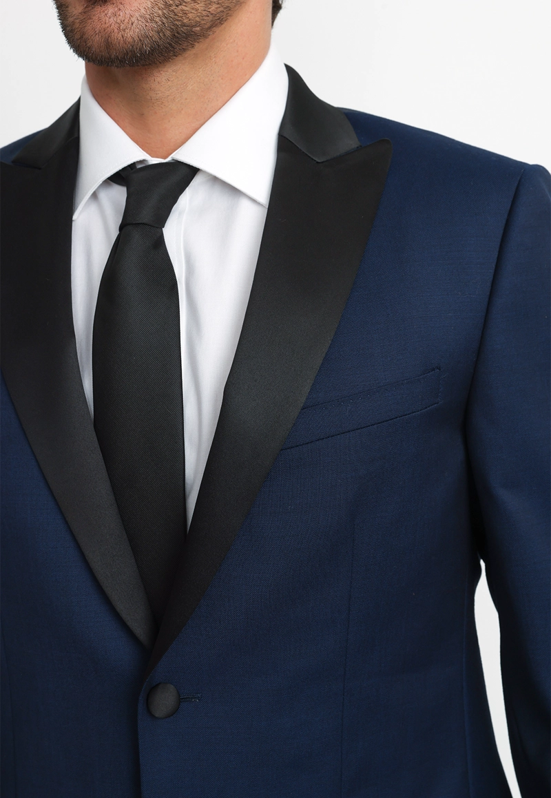 CHAQUETA HOMBRE FORMAL LANA S100'S SMOKING AZULINO - 3
