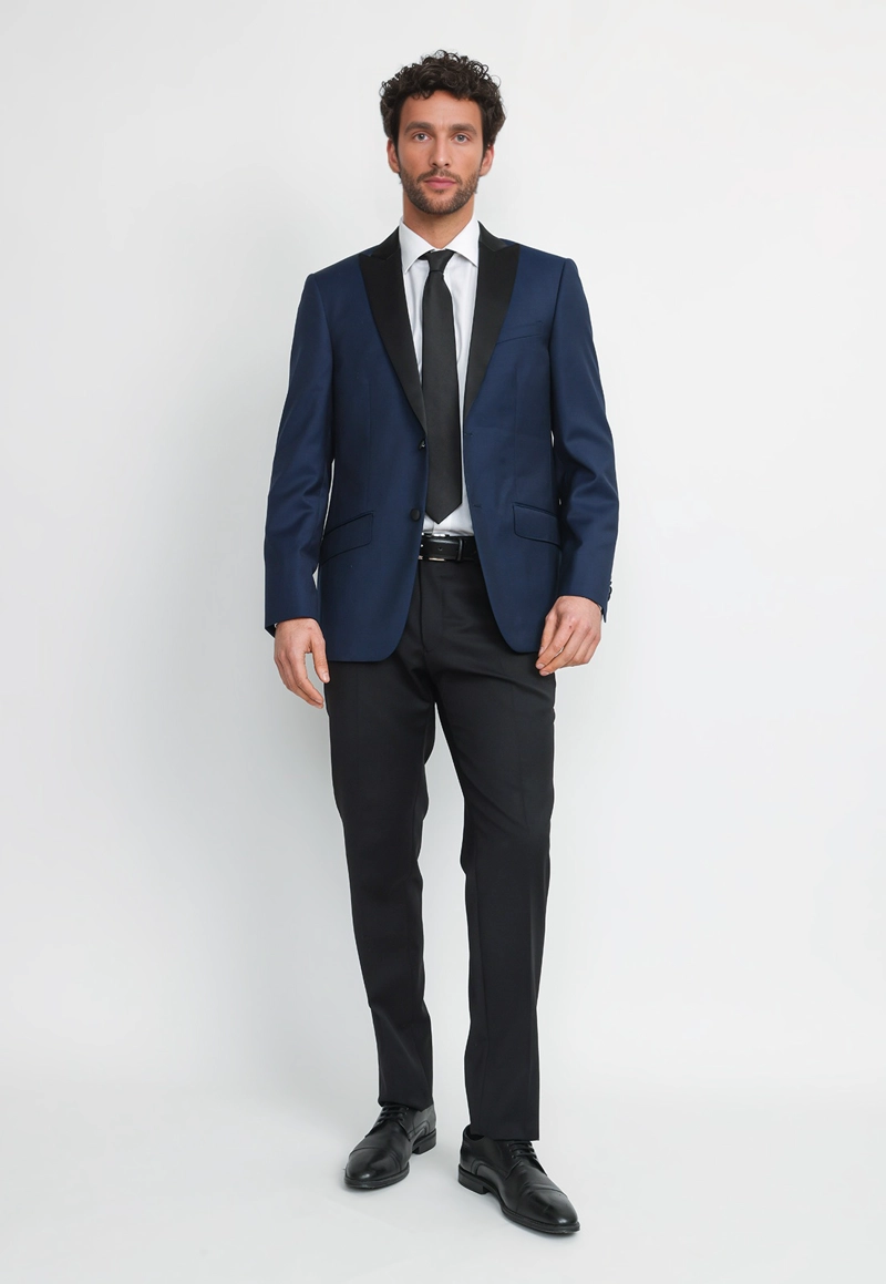 CHAQUETA HOMBRE FORMAL LANA S100'S SMOKING AZULINO - 4