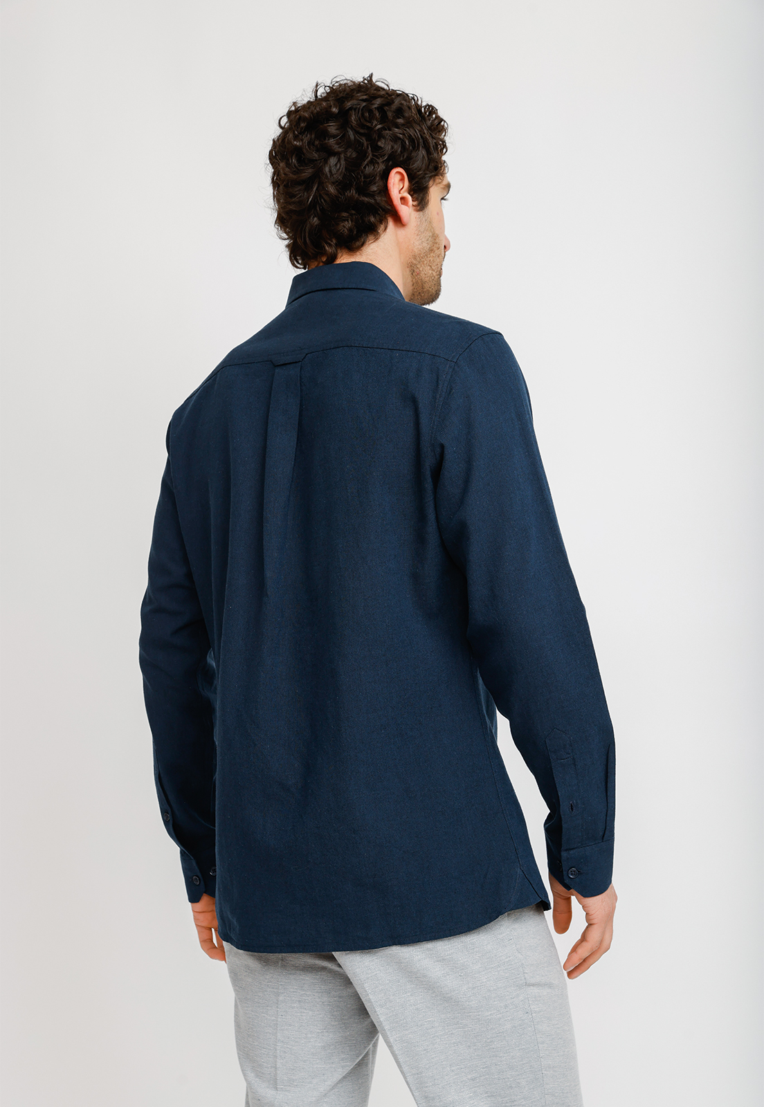 CAMISA LINO ALGODON BRAULIO AZUL MARINO - 5
