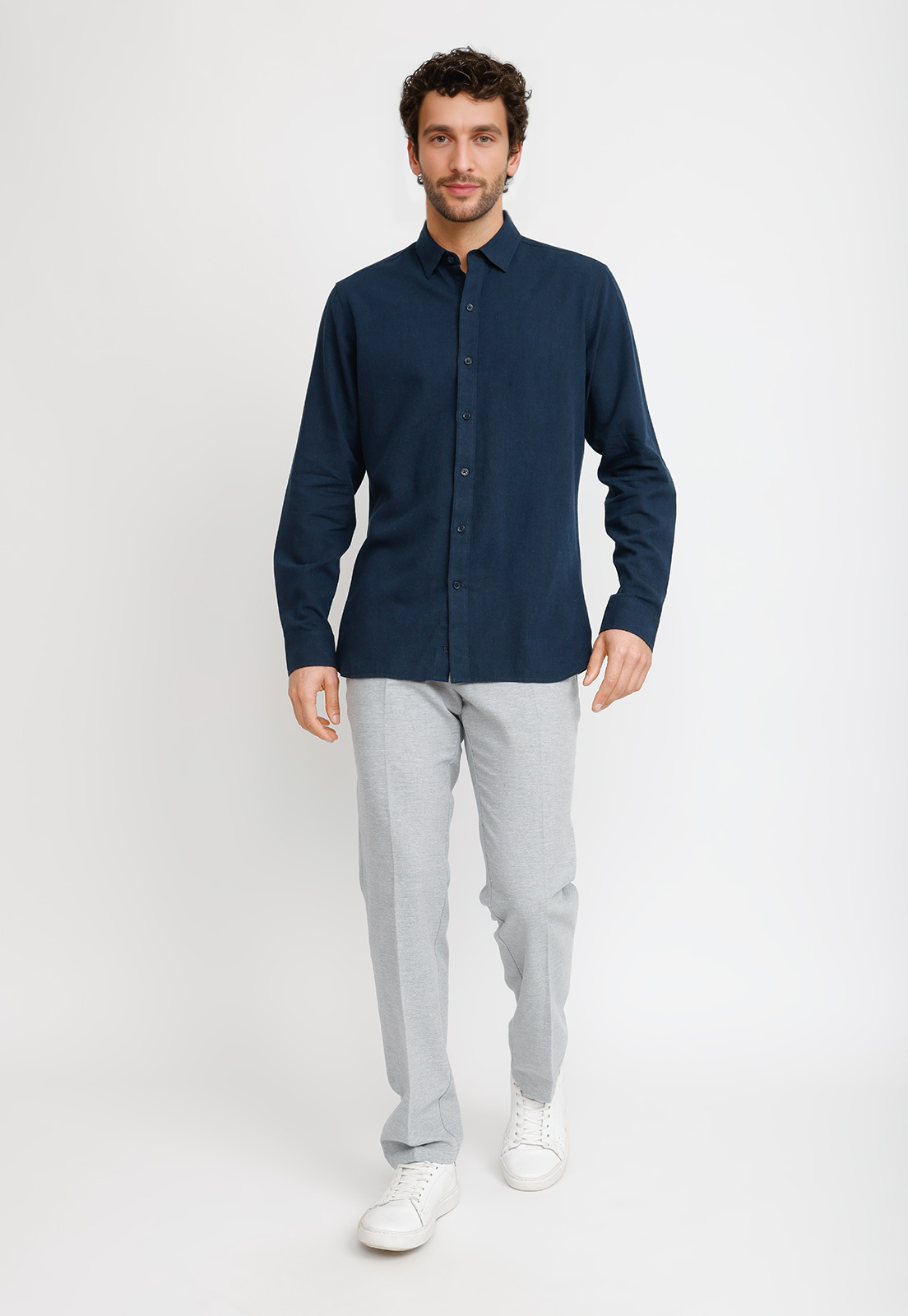 CAMISA LINO ALGODON BRAULIO AZUL MARINO - 6