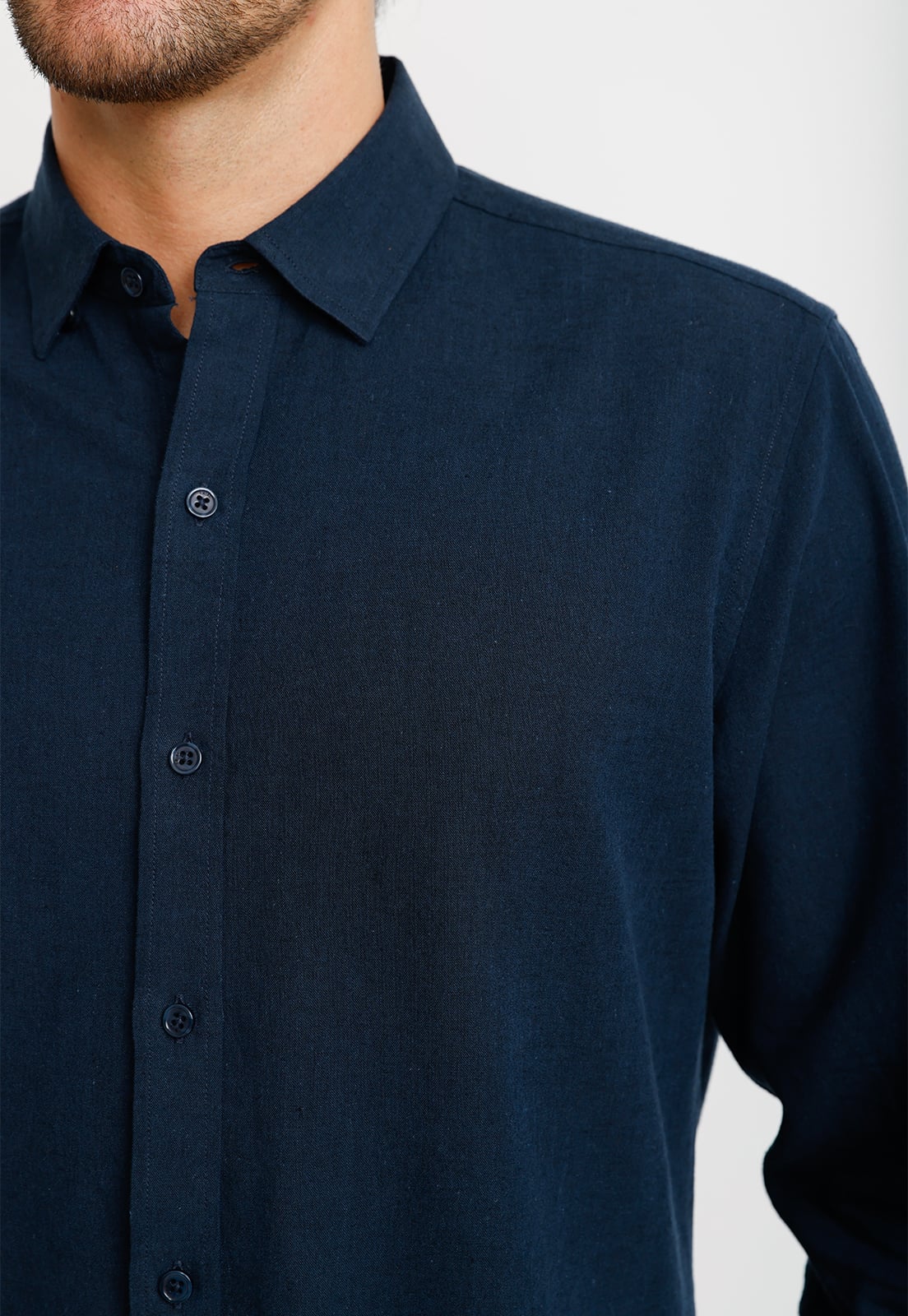 CAMISA LINO ALGODON BRAULIO AZUL MARINO - 7