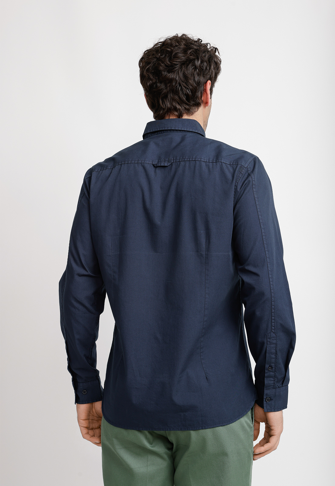 CAMISA LISA ALGODON BASILIO AZUL MARINO - 2
