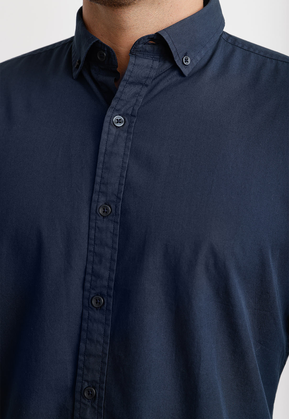 CAMISA LISA ALGODON BASILIO AZUL MARINO - 3