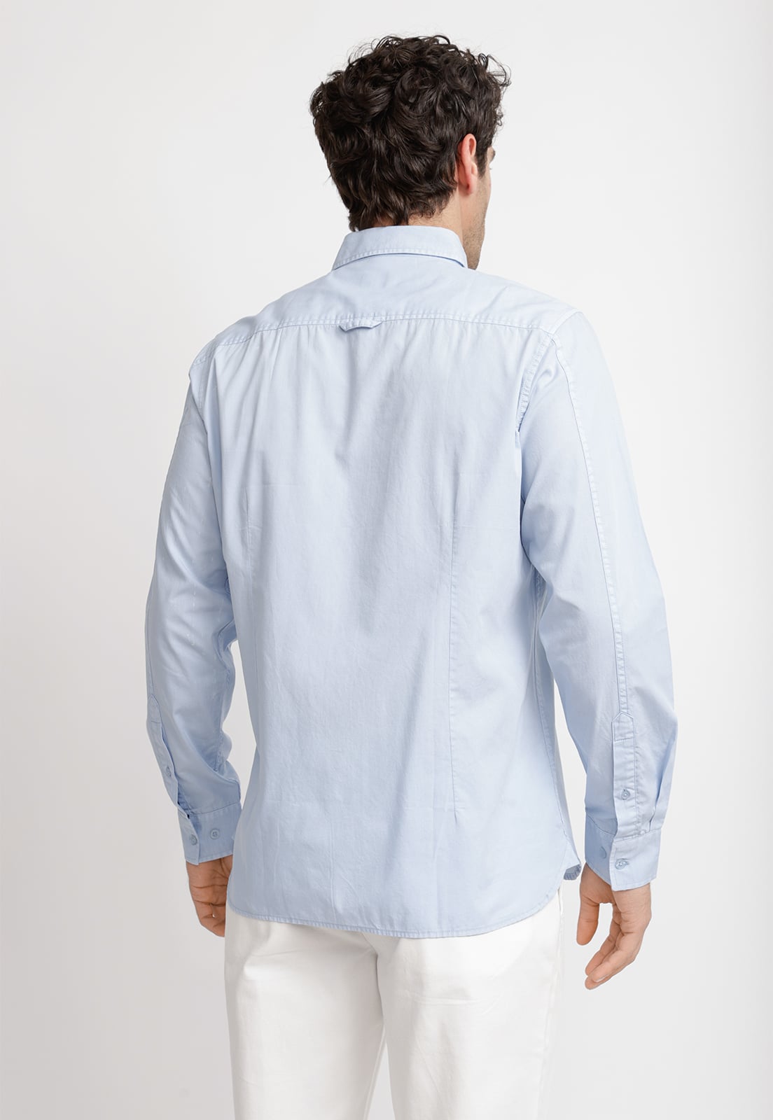 CAMISA LISA ALGODON BASILIO CELESTE - 2