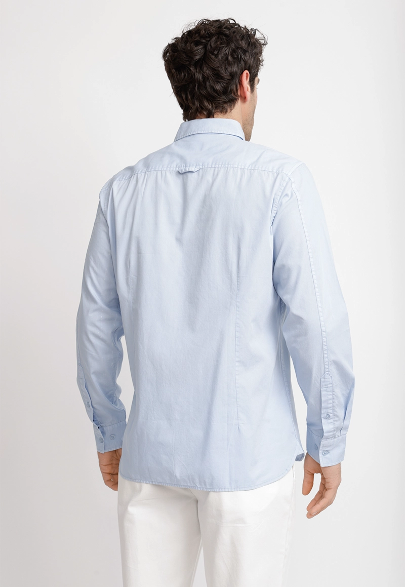 CAMISA LISA ALGODON BASILIO CELESTE - 2