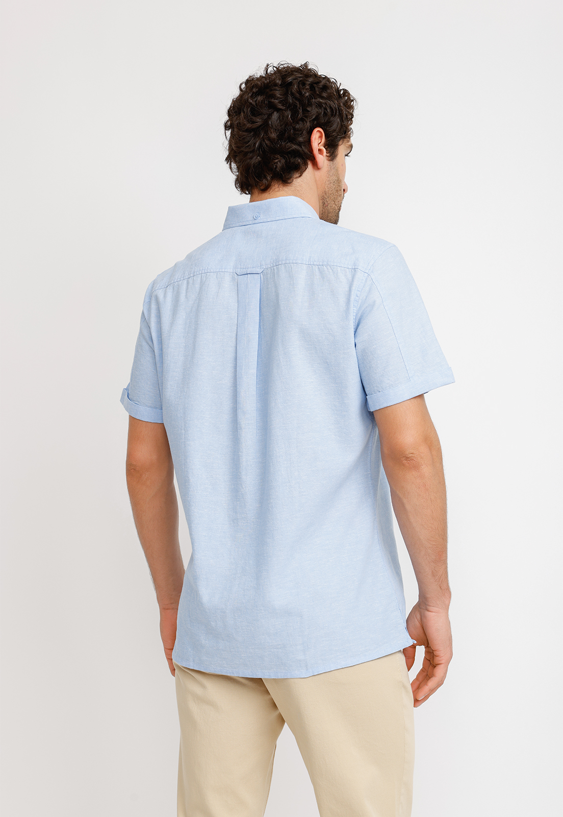 CAMISA LINO ALGODON BORIS CELESTE - 2