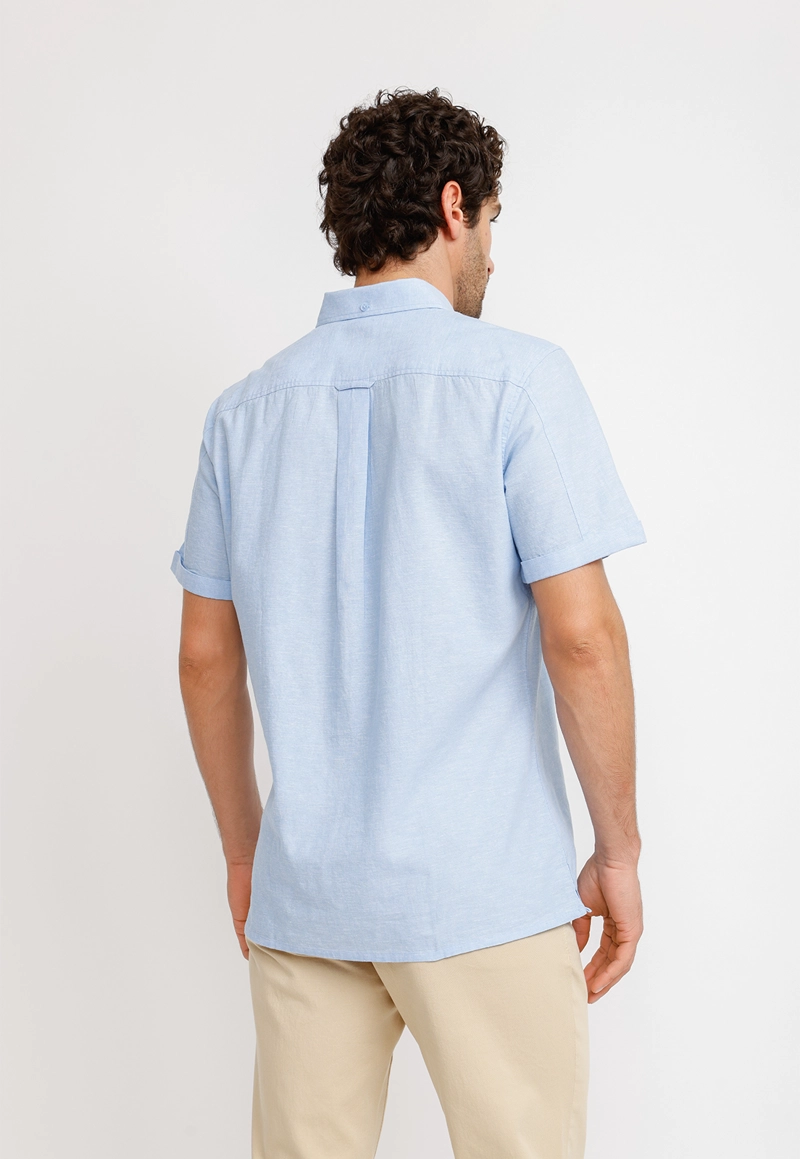 CAMISA LINO ALGODON BORIS CELESTE - 2