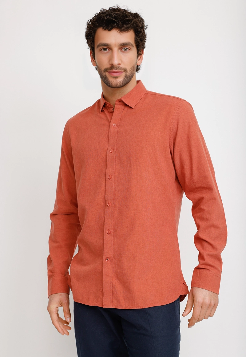 CAMISA LINO ALGODON BRAULIO NARANJO - 1