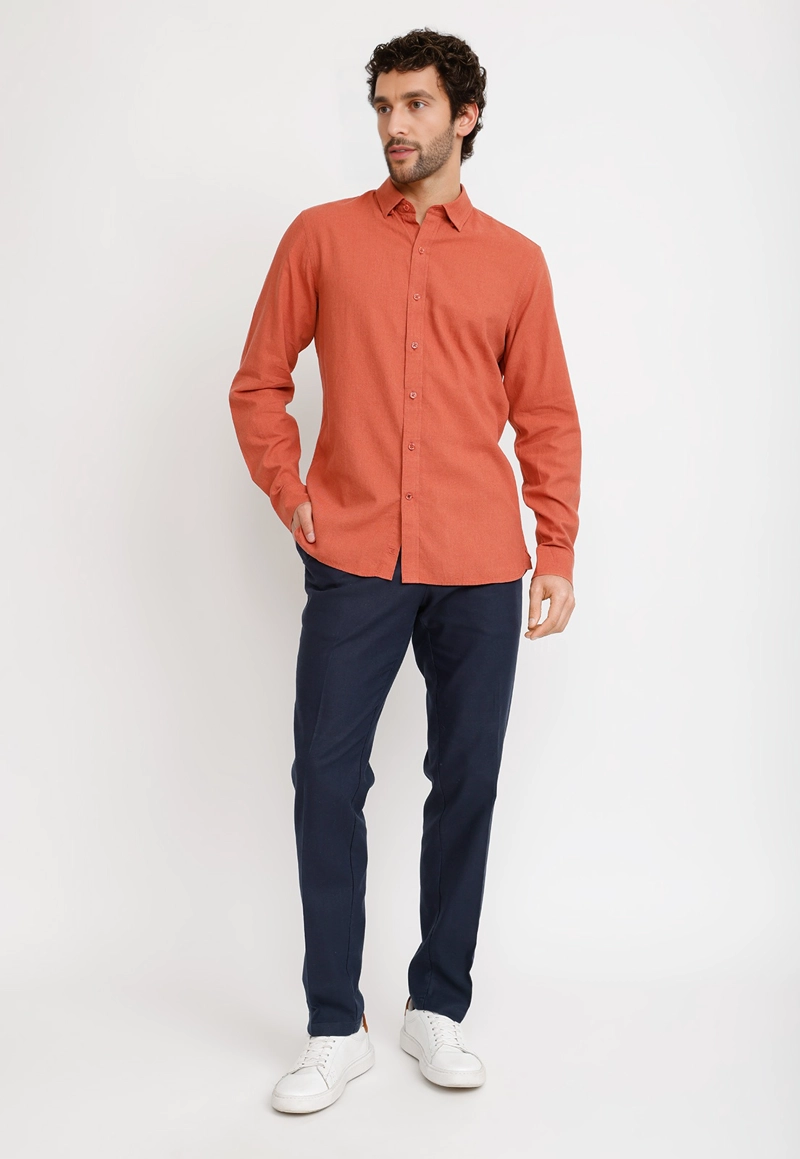CAMISA LINO ALGODON BRAULIO NARANJO - 4